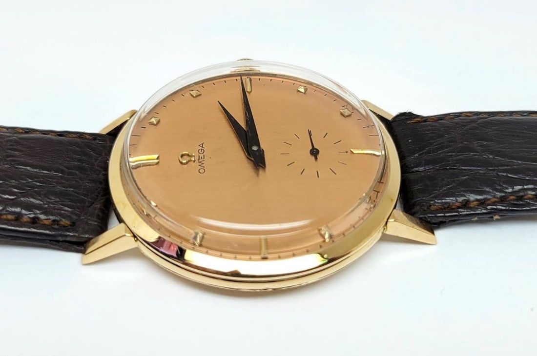 Vintage 18K Rose Gold OMEGA Mens Winding Watch c.1956 Cal.410* EXLNT - 8