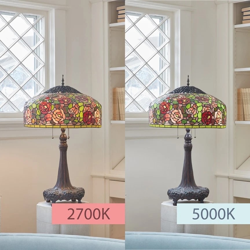 35.5'' Rose Bush Tiffany-Style Stained Glass Table Lamp - 4
