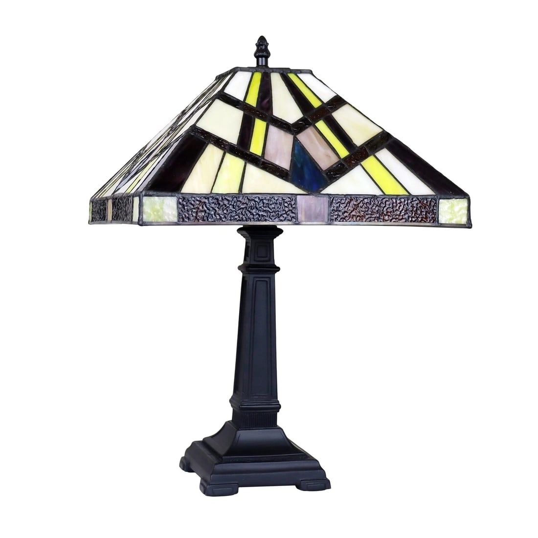 16.8" 1 light Antique Vintage Style Stained Glass Mission Table Lamp - 2