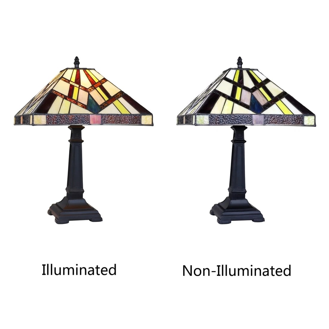16.8" 1 light Antique Vintage Style Stained Glass Mission Table Lamp - 5