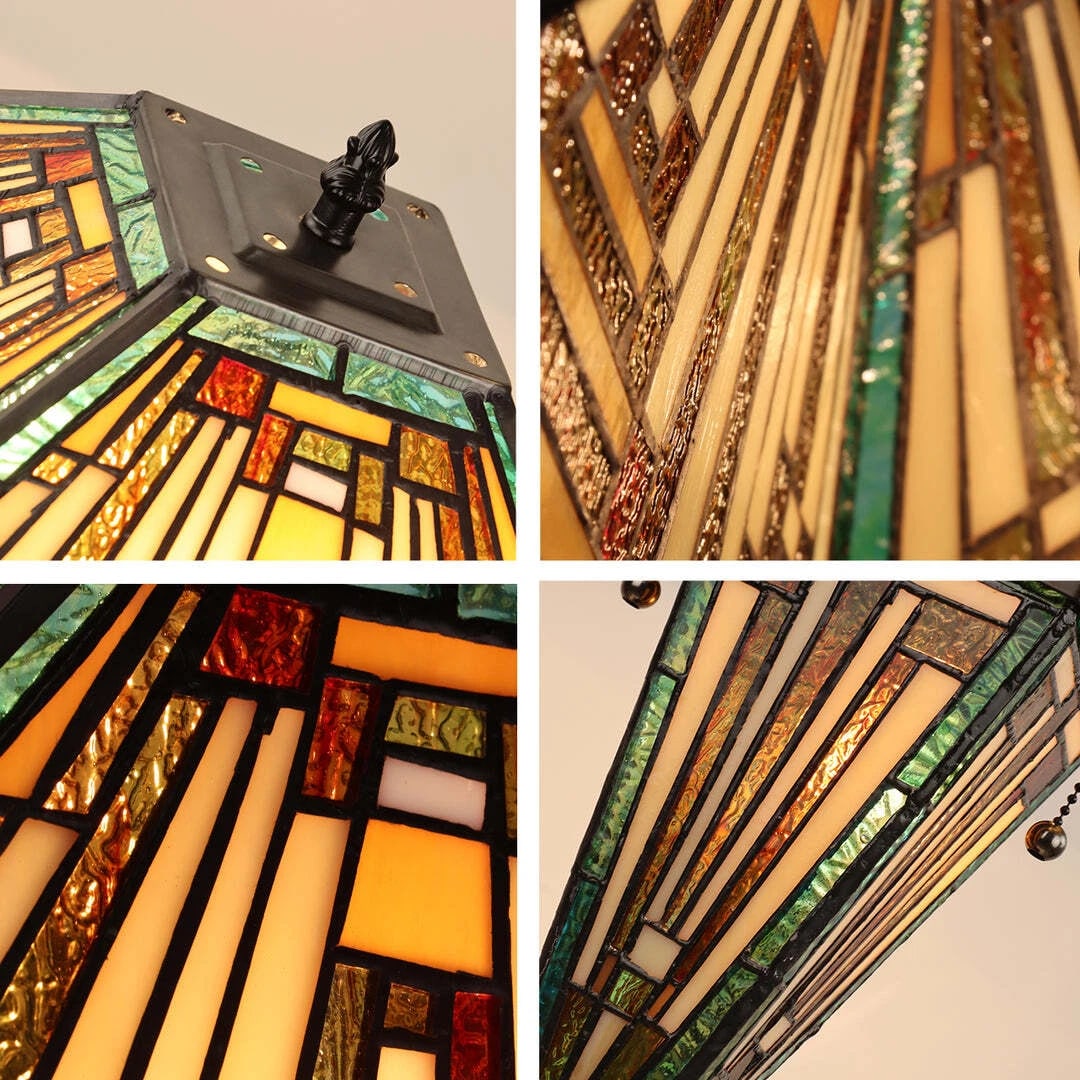 22.91" 3 light Stained Glass Mission Table Lamp - 4
