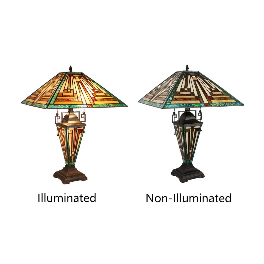 22.91" 3 light Stained Glass Mission Table Lamp - 5