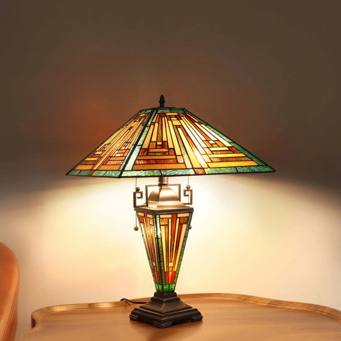 22.91" 3 light Stained Glass Mission Table Lamp - 6