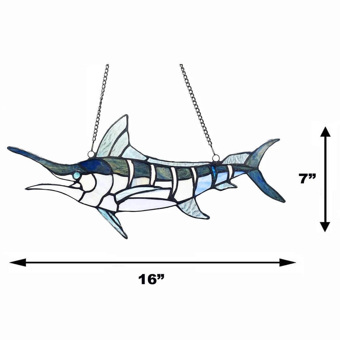 16" Stained Glass Sword Fish Marlin Window Hanging Panel Suncatcher - 6