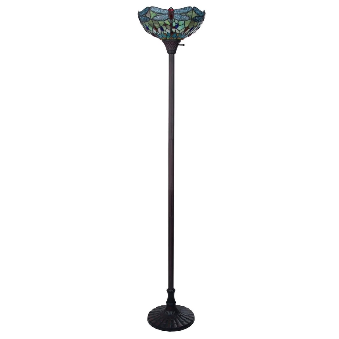 69.49" Stained Glass Dragonfly Torchiere Floor Lamp - 2
