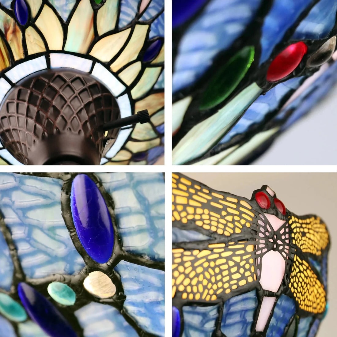68.98" Stained Glass Dragonfly Torchiere Floor Lamp - 4