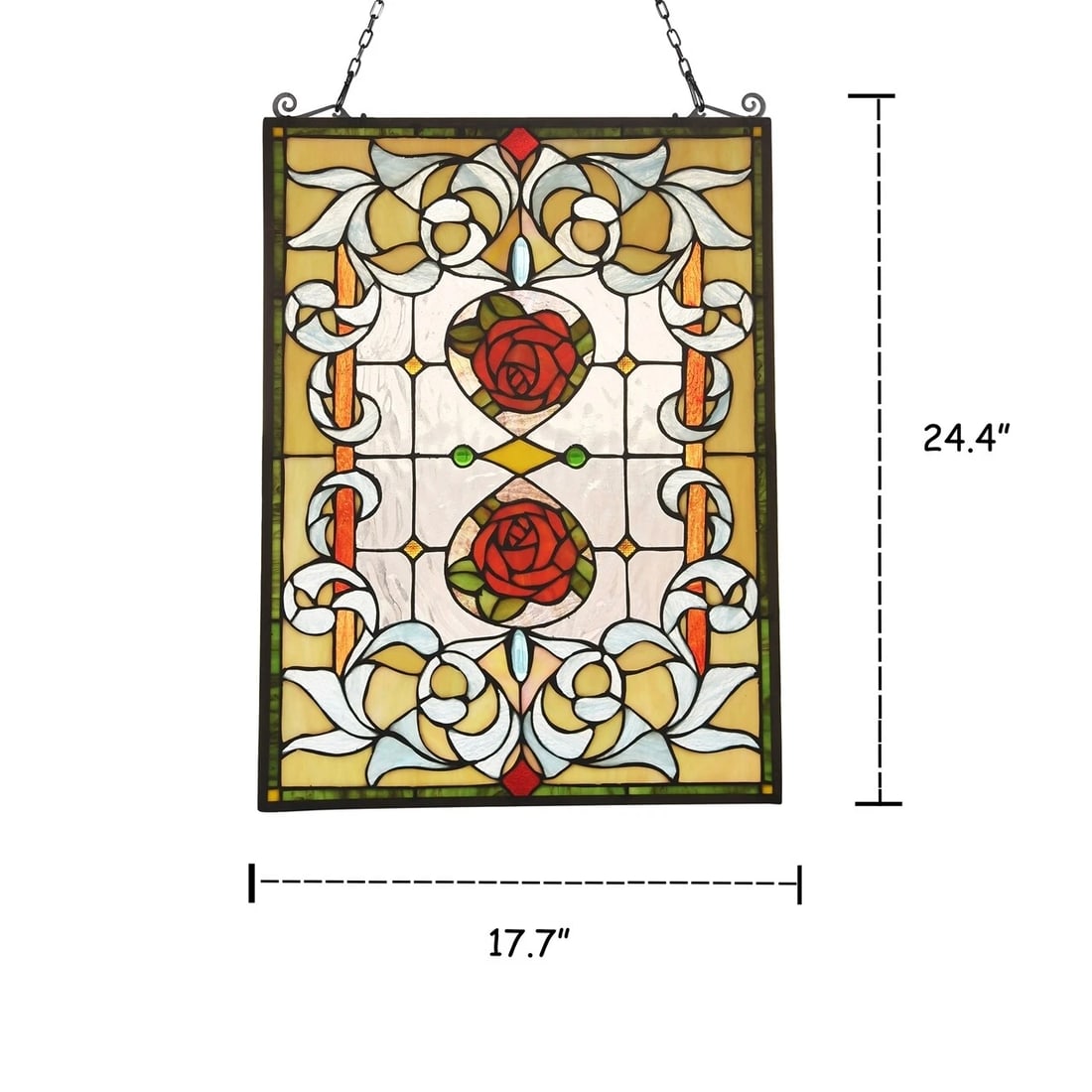 24.6" Stained Glass Window Hanging Panel Suncatcher - 3