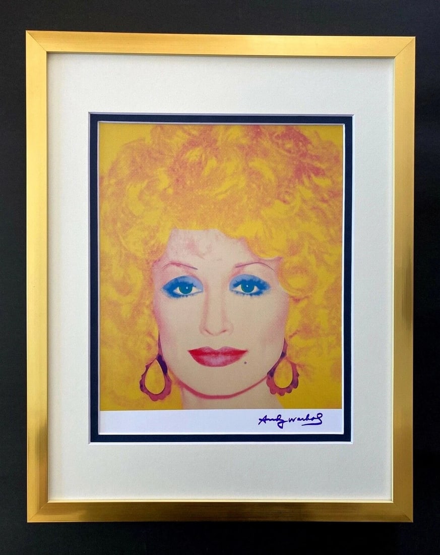 Andy Warhol Dolly Parton Signed Iconic Print Framed Ready to Hang Artwork: This is an Awesome and Scarce 1984 Print Andy Warhol FACSIMILE SIGNATURE IN INK " DOLLY PARTON " from - His Portraits Collection- Matted to be Framed covering an area of 15 1/2 x 12 1/2 in. Carefully 