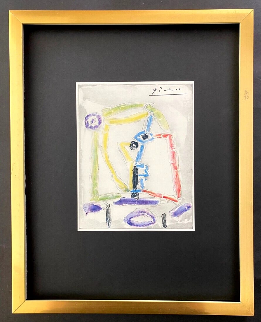 PABLO PICASSO VINTAGE 1969 | SIGNED | HAND TIPPED COLOR PLATE FRAMED: This is a Beautiful and Scarce Vintage 1969 Hand Tipped Color Plate After PABLO PICASSO from the Series " The Maids of Honor " FACSIMILE SIGNETURE IN INK Art Print is about 12 X 9 1/2 in. 1969 COLOR P