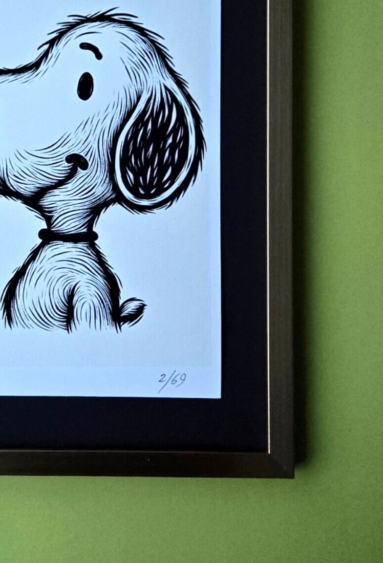 AIDAN FLUX | Hand Signed Original Print Framed | LtdEd of 69 COA | Snoopy - 4