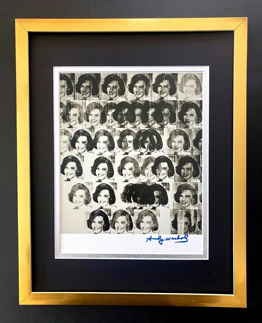 ANDY WARHOL GORGEOUS 1984 SIGNED NATALIE WOOD PRINT MATTED AND FRAMED: This is an Awesome and Scarce 1984 Print after Andy Warhol FACSIMILE SIGNATURE IN BLUE INK " NATALIE WOOD " from - His Portraits Collection- Matted and Framed covering an area of 15x12in. Printed in P