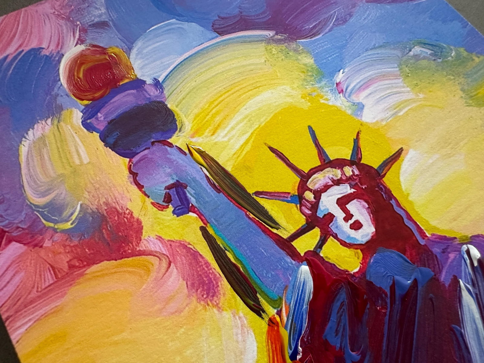 Peter Max Acrylic Painting HAND Painted & Signed Statue of Liberty One of a kind Artwork Framed With - 3