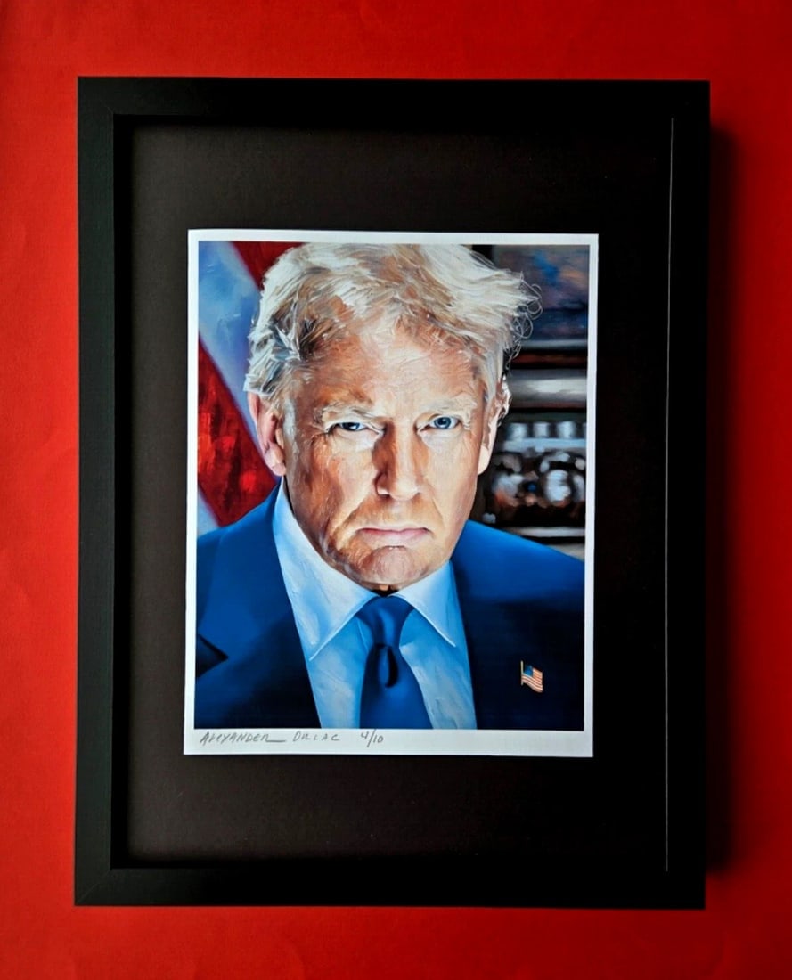 ALEXANDER DULAC | DONALD TRUMP #47 Hand Signed Authentic Prints Ed.of 10 COA: My art is a celebration of the grandeur and splendor of the Legends of our Time. Through my portraits, I seek to immortalize those who not only define but also inspire aspiration and luxury in our