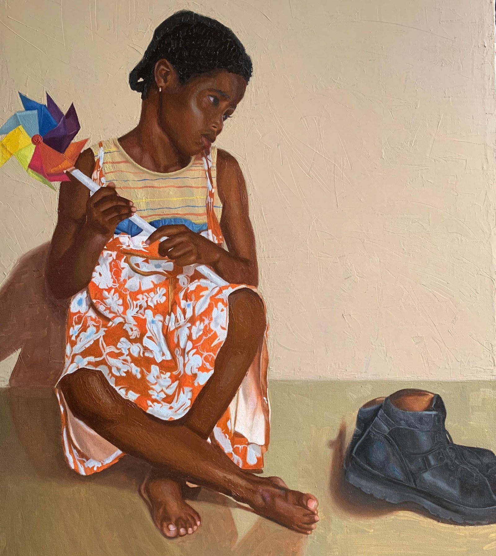 Rogers Akamike Akachukwubuikem, Daddy Issue, 2023: Creator: Rogers Akamike Akachukwubuikem (1995, Nigerian) Creation Year: 2023 Dimensions: Height: 43 in (109.22 cm)Width: 35 in (88.9 cm)Depth: 1 in (2.54 cm) Medium: Canvas,Oil Movement & Style: Expre