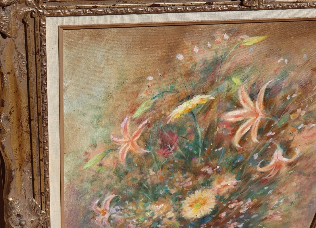 RICHARD JUDSON ZOLAN Original oil painting Still Life with Flowers and Figurines - 4