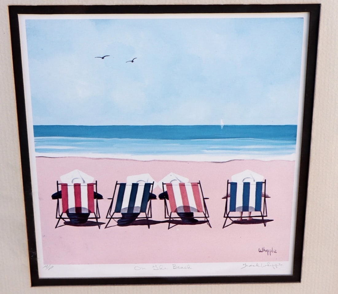 FRANK WHIPPLE Artist's Proof Lithograph ON THE BEACH (Chairs by the Sea) - 2