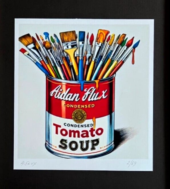 AIDAN FLUX | Hand Signed Original Print Framed Ltd. Ed. COA " A REAL CAN OF ART" - 2