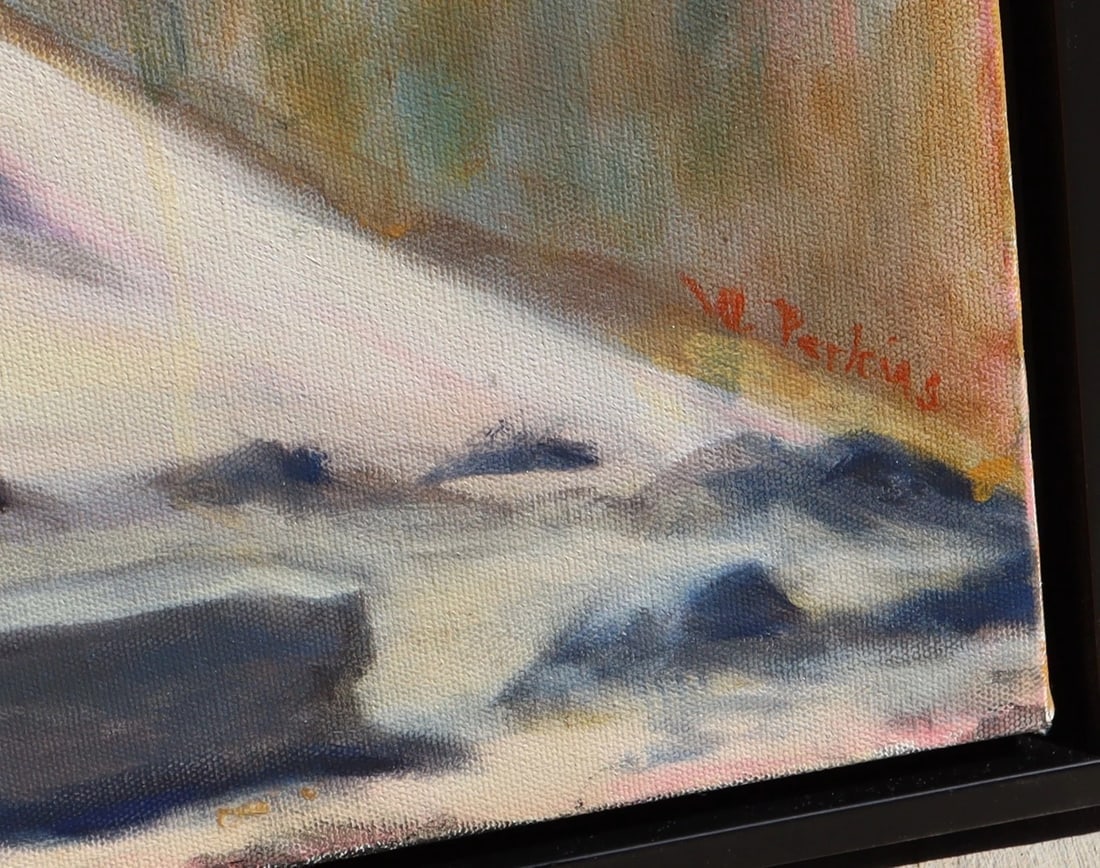 WILLIAM PERKINS Beach Scene Will's Lifeguard Station oil painting - 4