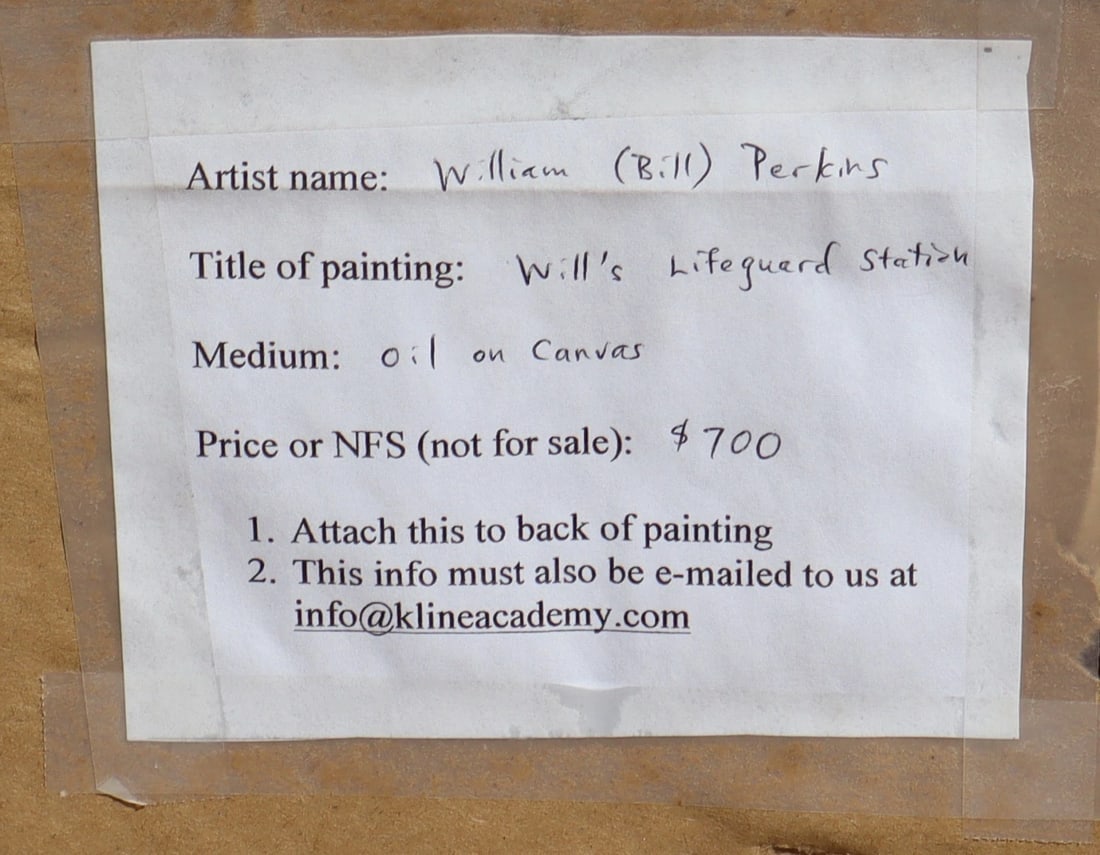 WILLIAM PERKINS Beach Scene Will's Lifeguard Station oil painting - 6