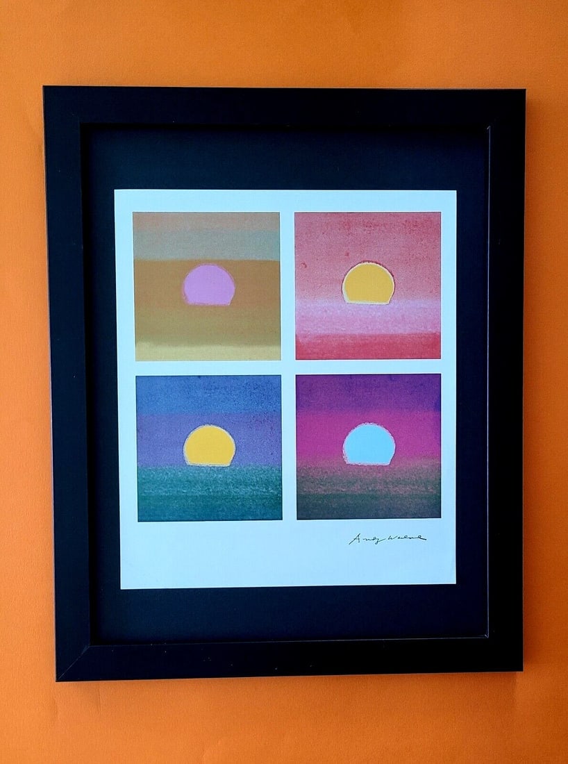 Andy Warhol " 4 Sunsets " Vintage Signed Print + Mounted & Framed!: Up for Auction this Beautiful and Scarce Vintage Offset Lithograph after Andy Warhol " 4 Sunsets " Facsimile Signed in Ink The print is mounted and framed, covering an area of 15 x 12 inches, adding