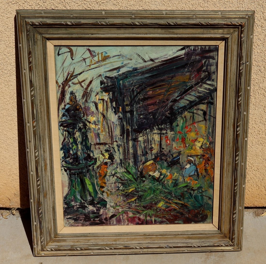 GEORGES BERGER Fine Gallery Mid Century Modernist Paris Flower Market oil (1 of 7)