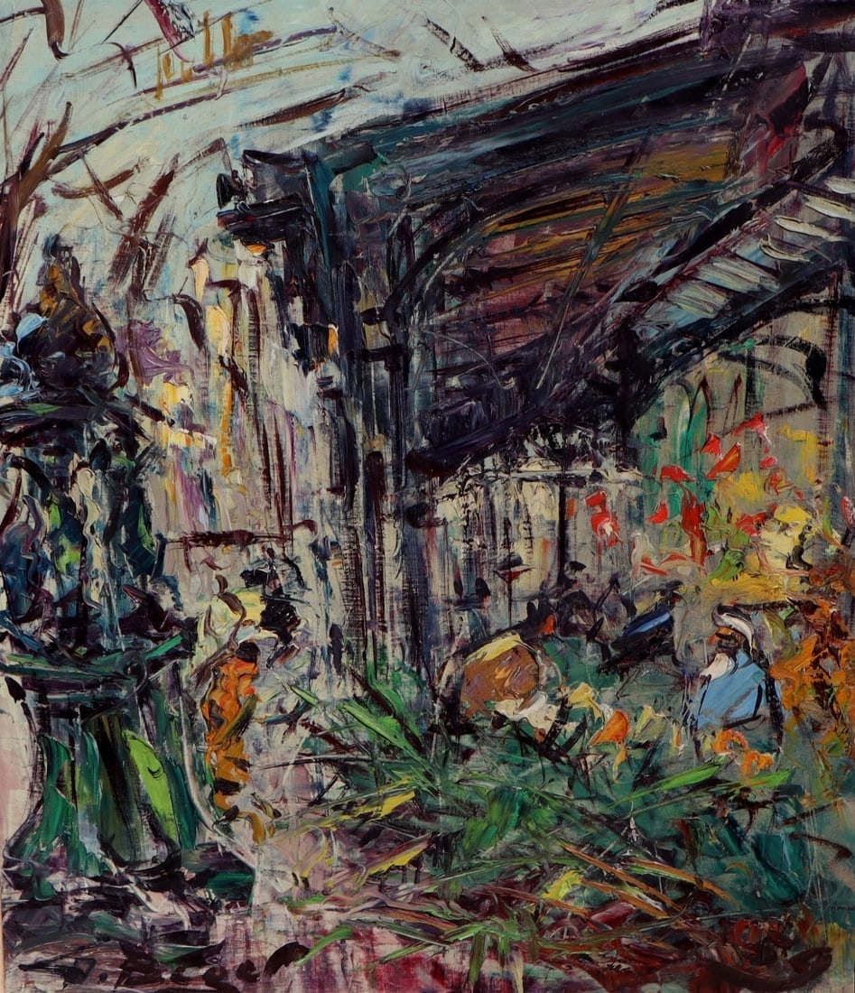 GEORGES BERGER Fine Gallery Mid Century Modernist Paris Flower Market oil - 3