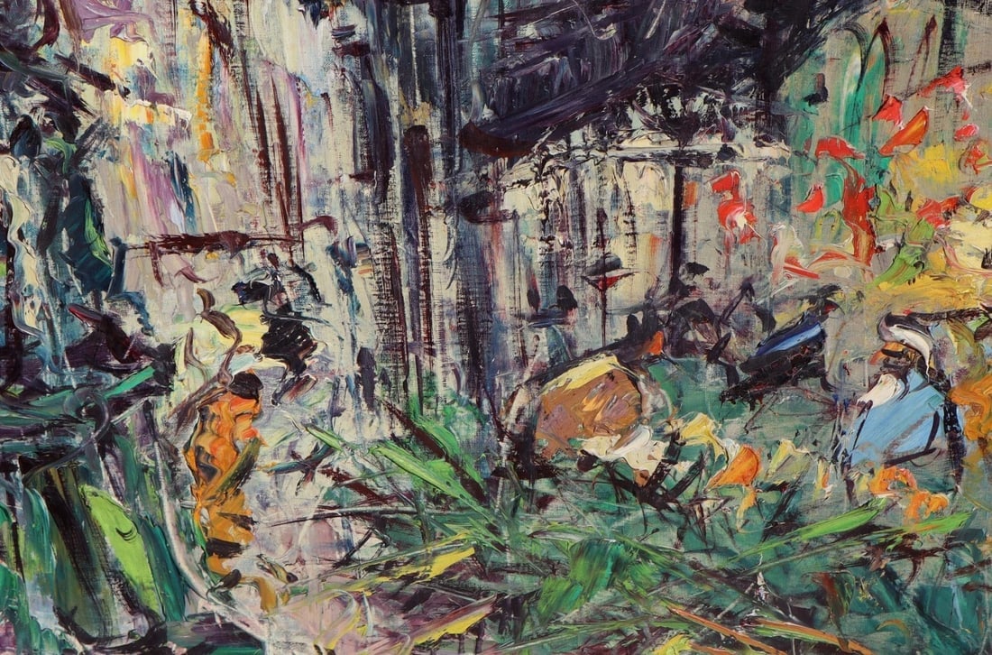 GEORGES BERGER Fine Gallery Mid Century Modernist Paris Flower Market oil - 4