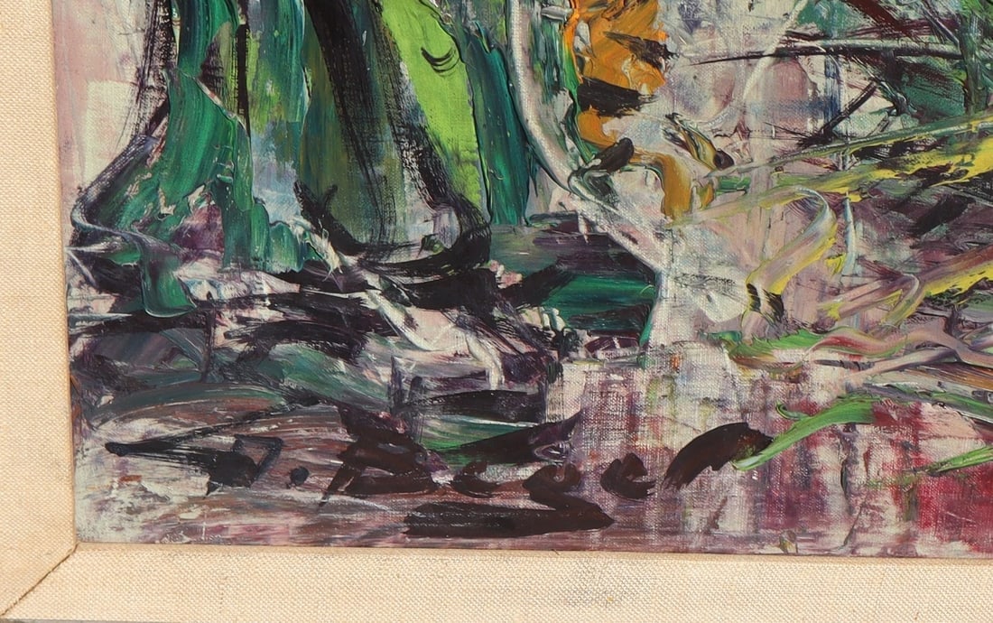 GEORGES BERGER Fine Gallery Mid Century Modernist Paris Flower Market oil - 5
