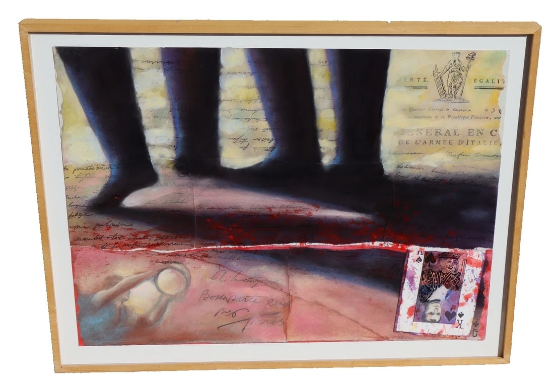 CHARLES HOBSON Original Mixed Media w/ Collage & Pastel on Paper Napoleon Series: Title:CHARLES HOBSON Original Mixed Media w/ Collage & Pastel on Paper Napoleon Series Description:CHARLES HOBSON (b. 1943). Napoleon Series, Mixed Media with Collage and Pastel on Paper, 22" x