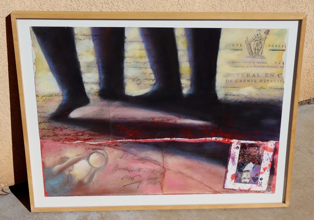 CHARLES HOBSON Original Mixed Media w/ Collage & Pastel on Paper Napoleon Series - 2