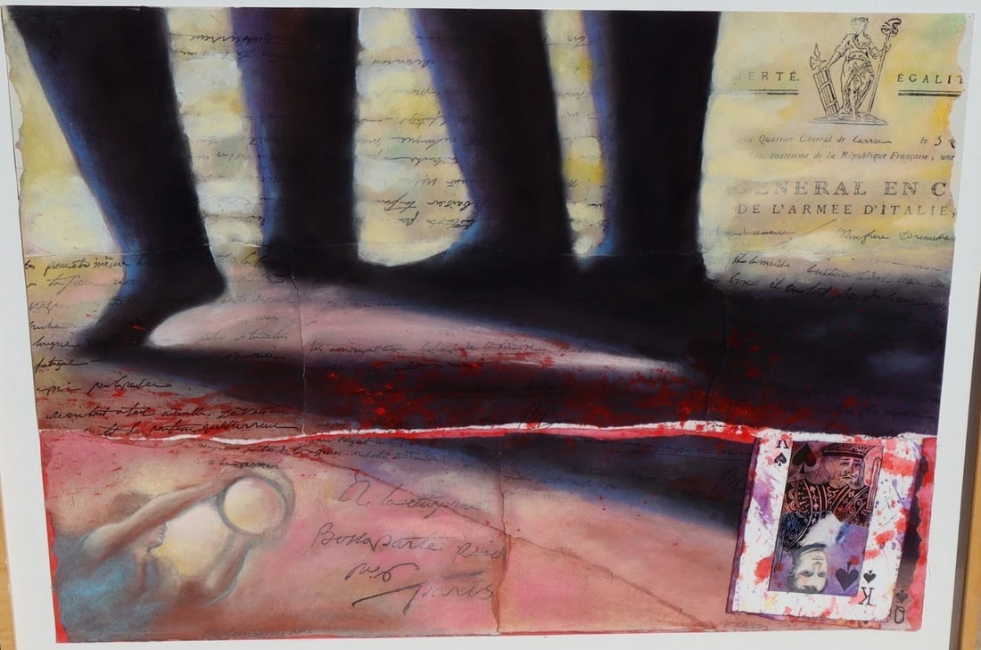 CHARLES HOBSON Original Mixed Media w/ Collage & Pastel on Paper Napoleon Series - 3