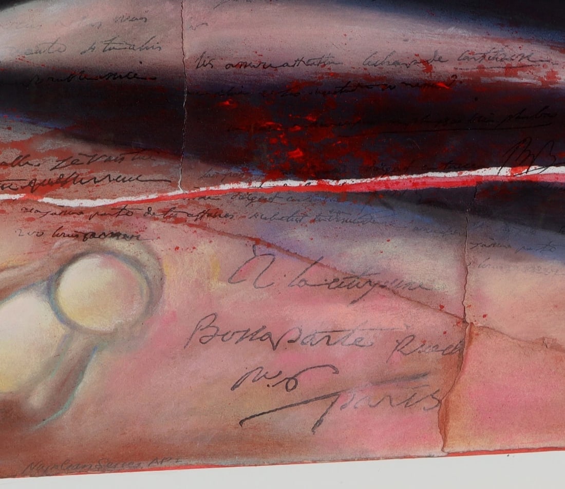 CHARLES HOBSON Original Mixed Media w/ Collage & Pastel on Paper Napoleon Series - 6