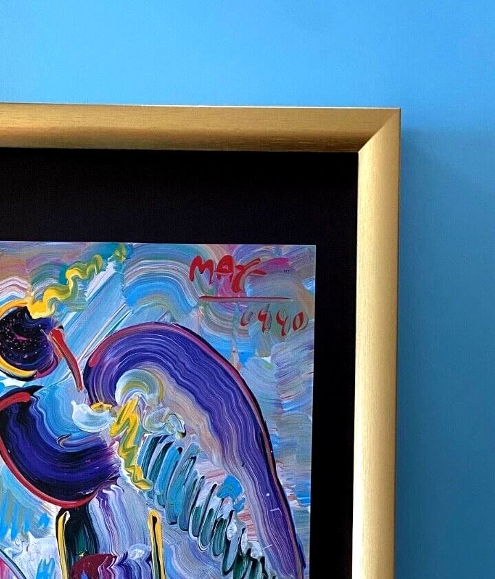 Peter Max | Angel Vintage Print Signed | Framed Large 16x12in. Gold Pop Art! - 3