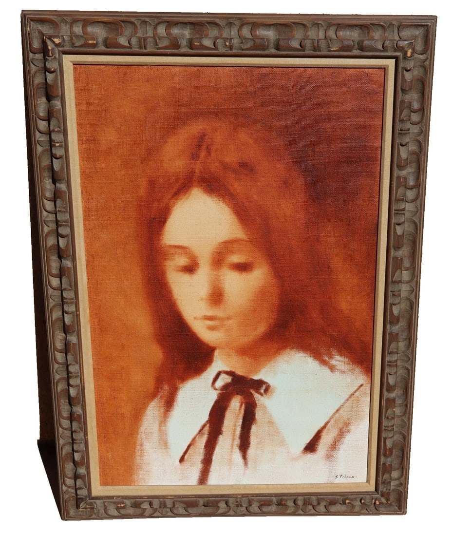 WILLIAM BILL STILSON Impressionist Portrait of Young Lady original oil painting: Title:WILLIAM BILL STILSON Impressionist Portrait of Young Lady original oil painting Description:WILLIAM BILL STILSON (1934-2013). Impressionist Portrait of a Woman, 36" x 24" oil on canvas laid