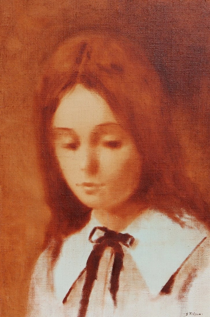 WILLIAM BILL STILSON Impressionist Portrait of Young Lady original oil painting - 3