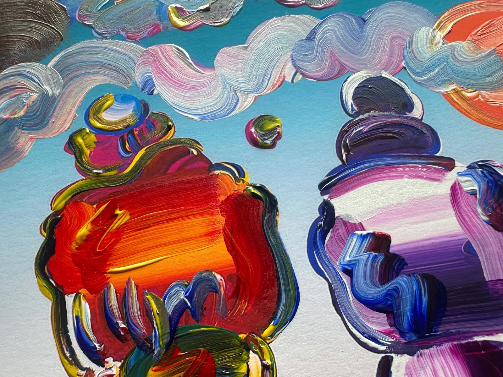 Peter Max Acrylic Painting HAND Painted & Signed two Sages Looking at Sunrise One of a kind Artwork - 2