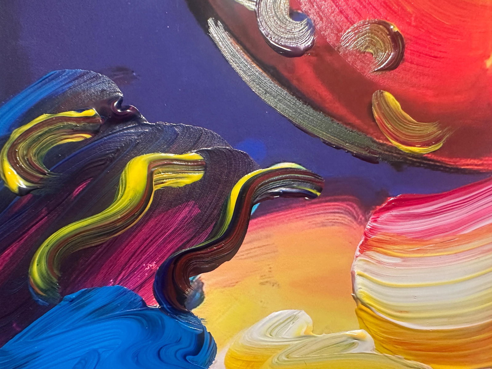 Peter Max Acrylic Painting HAND Painted & Signed I Love The World live aid One of a kind Artwork - 4