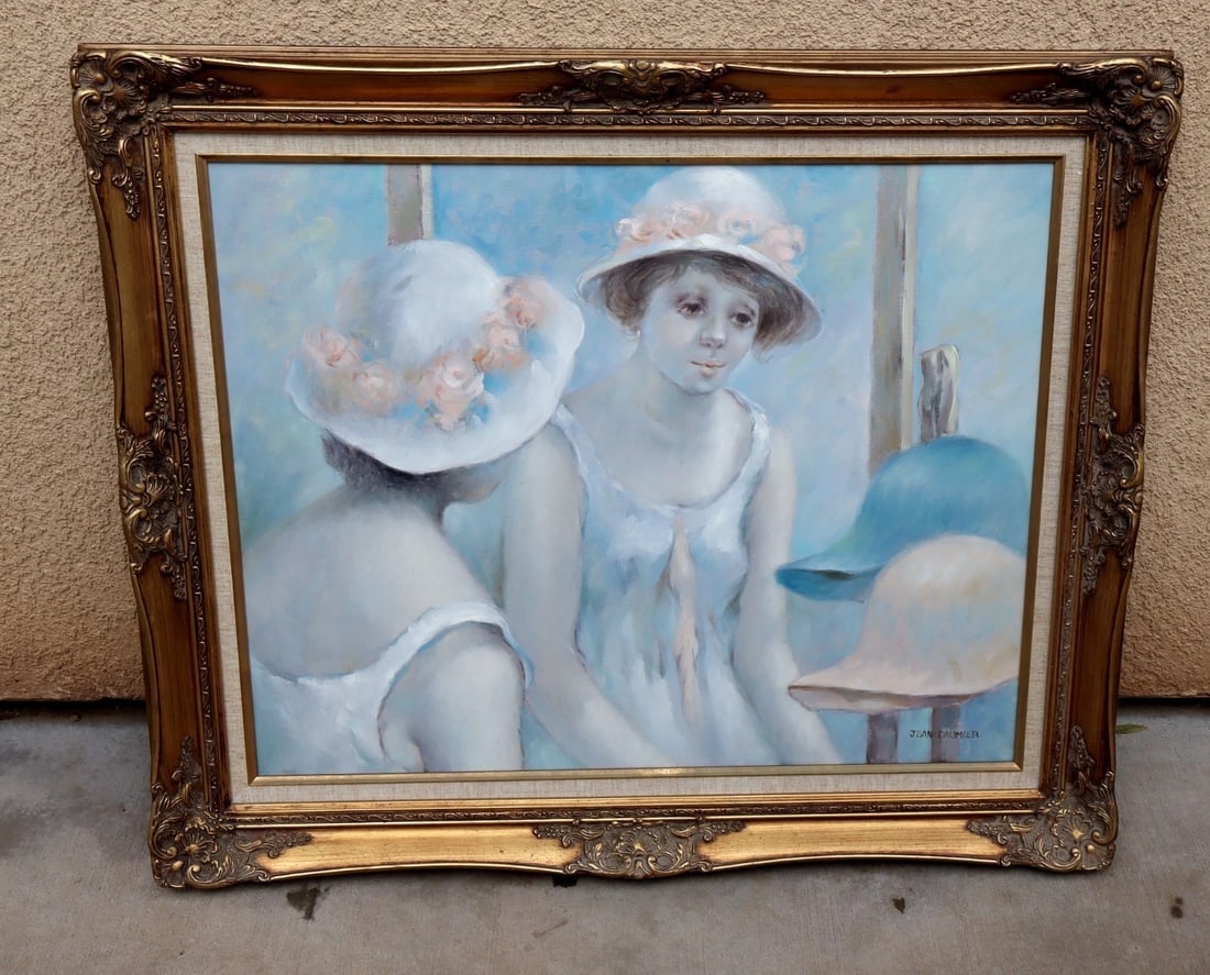 JEAN DAUMIER French Original oil painting Two Women in a Hat Shop - 2