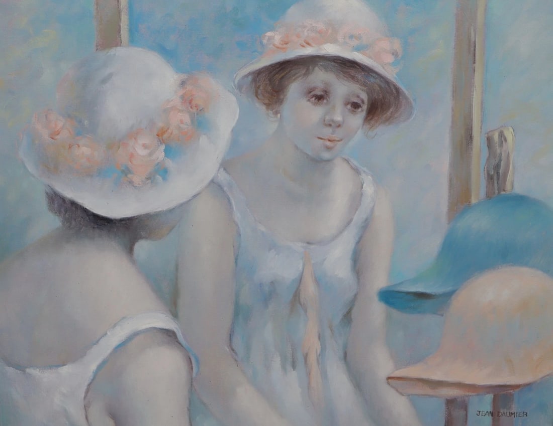 JEAN DAUMIER French Original oil painting Two Women in a Hat Shop - 3