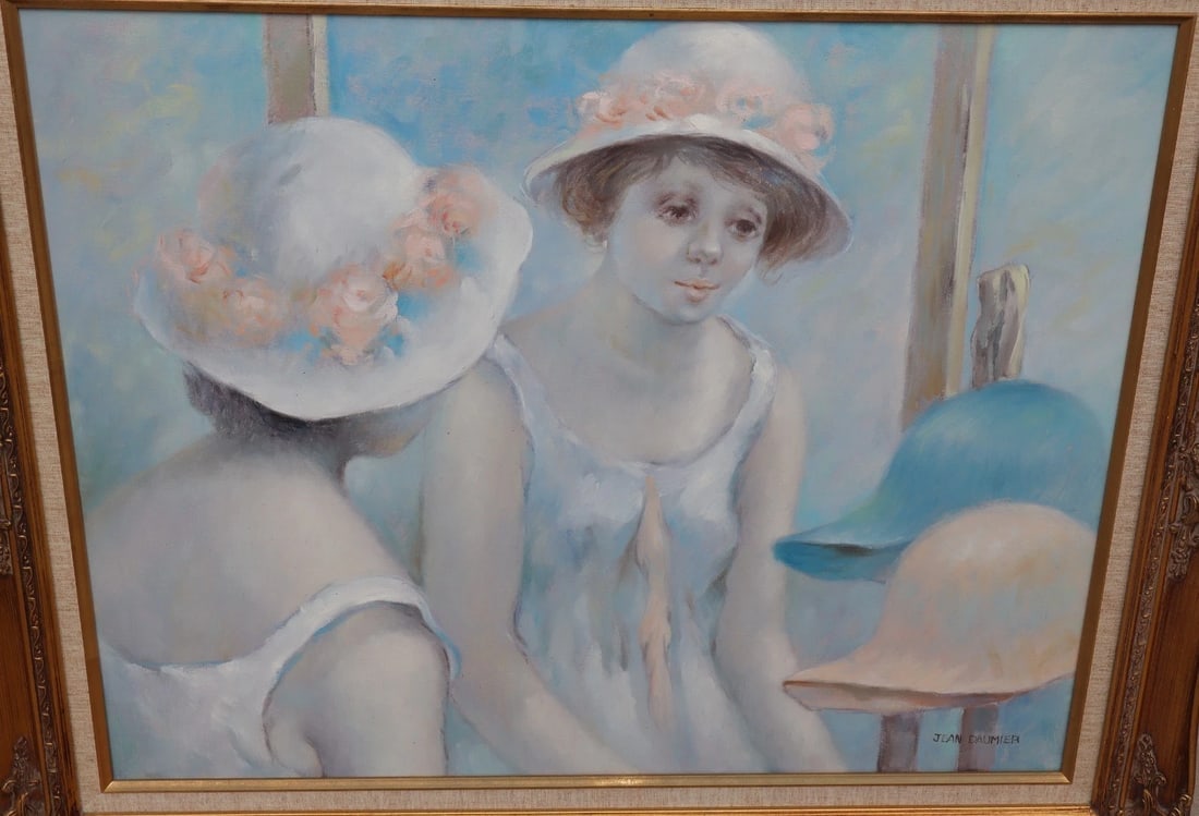 JEAN DAUMIER French Original oil painting Two Women in a Hat Shop - 4