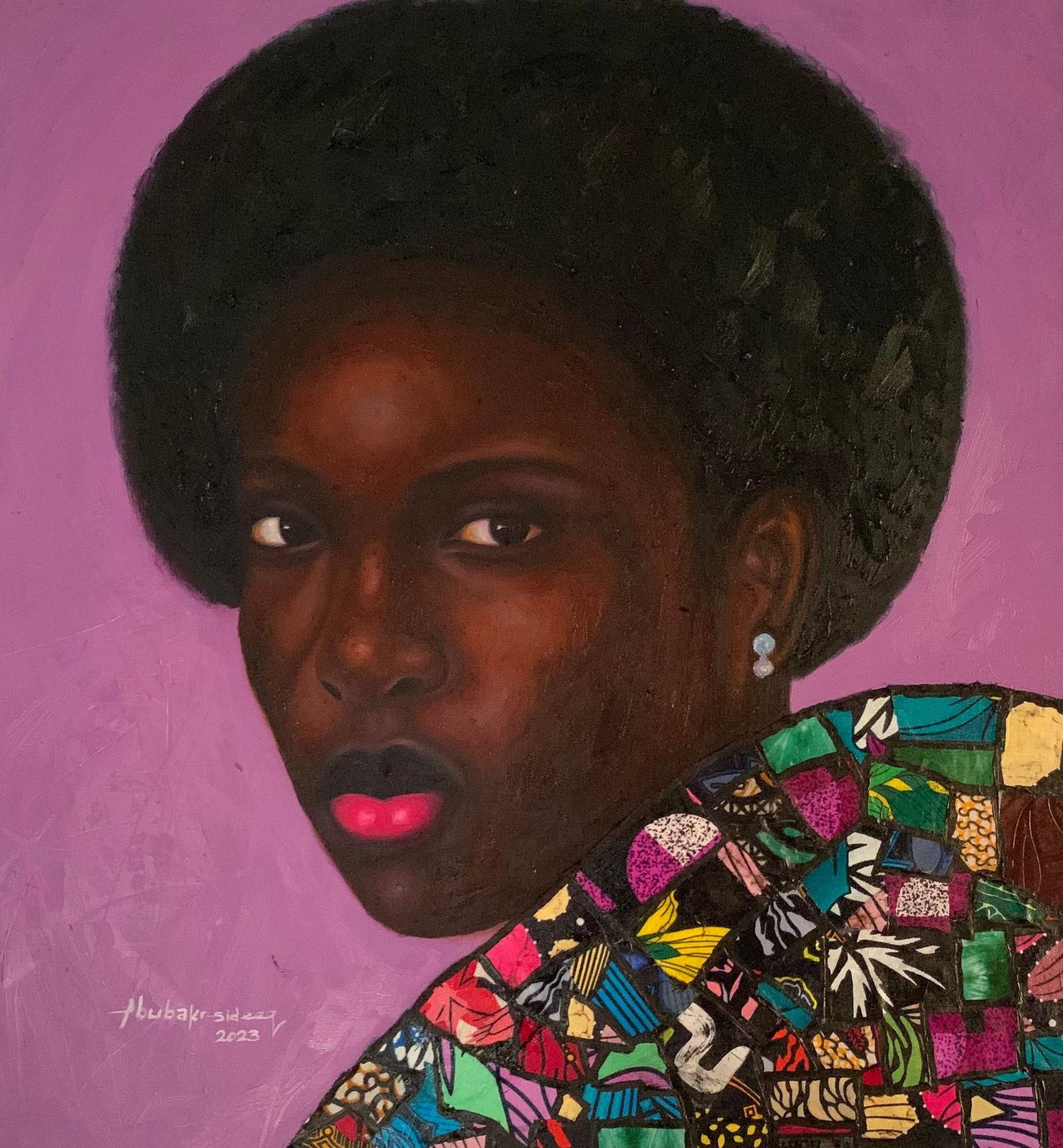 Bakare Abubakri-sideeq Babatunde, Courageous Spirit, 2023: Creator: Bakare Abubakri-sideeq Babatunde (1992, Nigerian) Creation Year: 2023 Dimensions: Height: 25 in (63.5 cm)Width: 23 in (58.42 cm)Depth: 1 in (2.54 cm) Medium: Canvas,Oil Movement & Style: