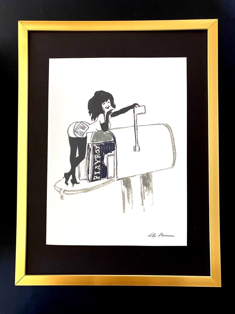 LeRoy Neiman " FEMLIN PLAYBOY " Signed Print FCollector Piece Framed: Beautiful and Scarce Original Vintage 1991 Femlin Print After Leroy Neiman "FEMLIN PLAYBOY" Facsimile Signed in Ink This piece is mounted on a 16 x 12 in. black acid free premium black board. Framed