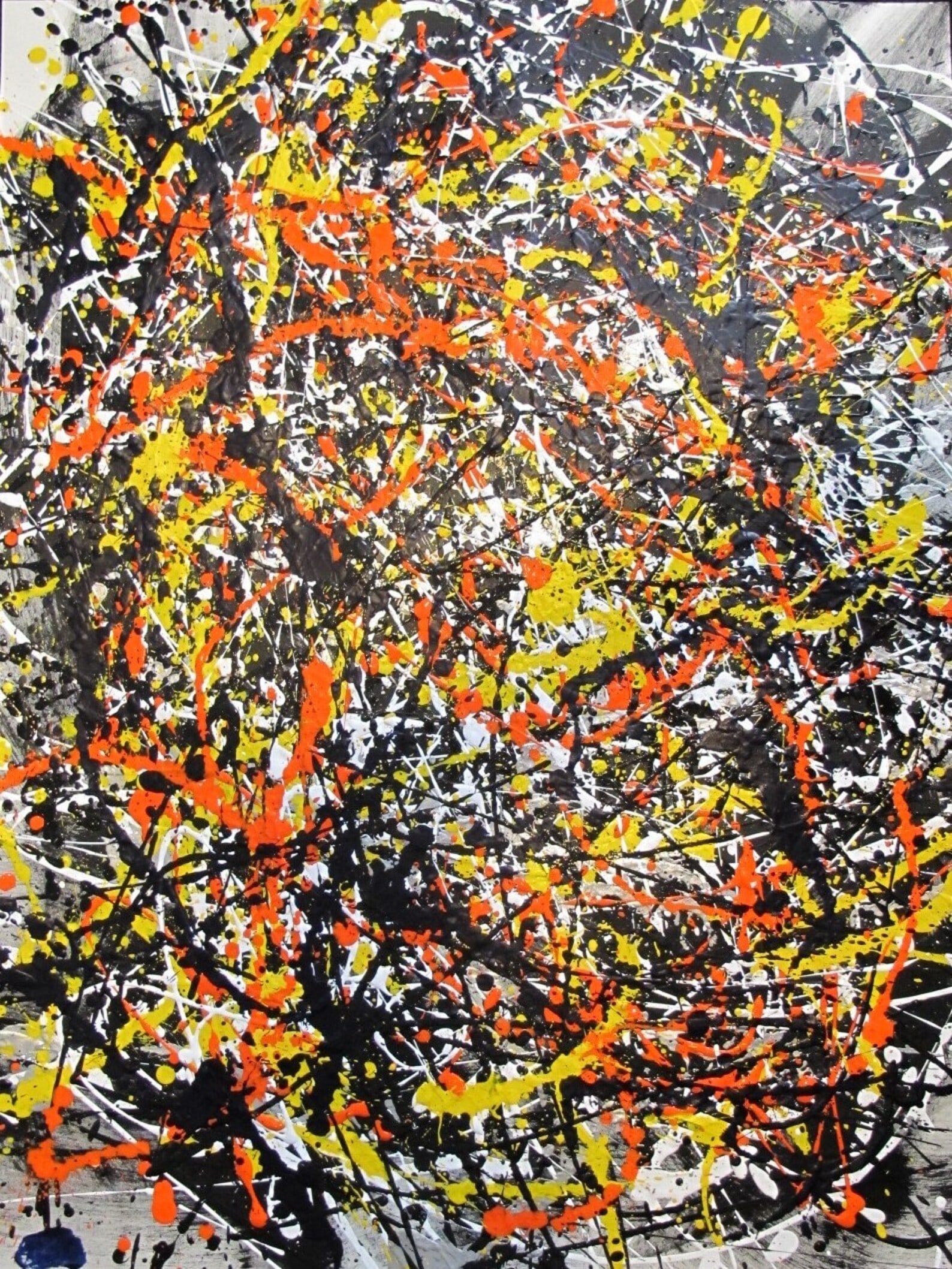 Jackson Pollock Style Drip Painting HAND Painted & Signed with fingerprint one of a kind original - 10