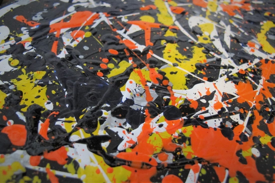 Jackson Pollock Style Drip Painting HAND Painted & Signed with fingerprint one of a kind original - 2