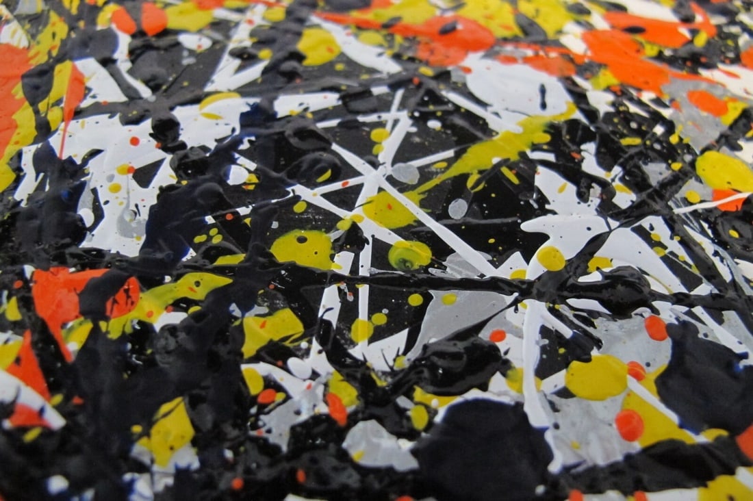 Jackson Pollock Style Drip Painting HAND Painted & Signed with fingerprint one of a kind original - 3