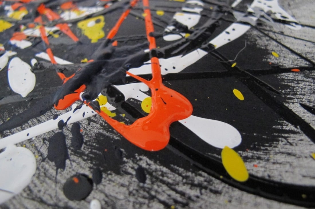 Jackson Pollock Style Drip Painting HAND Painted & Signed with fingerprint one of a kind original - 4