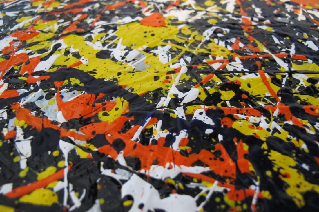 Jackson Pollock Style Drip Painting HAND Painted & Signed with fingerprint one of a kind original - 5