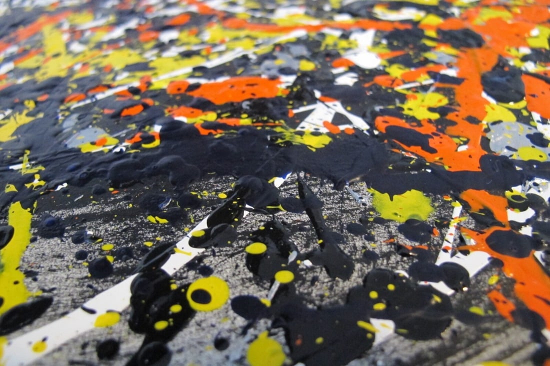 Jackson Pollock Style Drip Painting HAND Painted & Signed with fingerprint one of a kind original - 6
