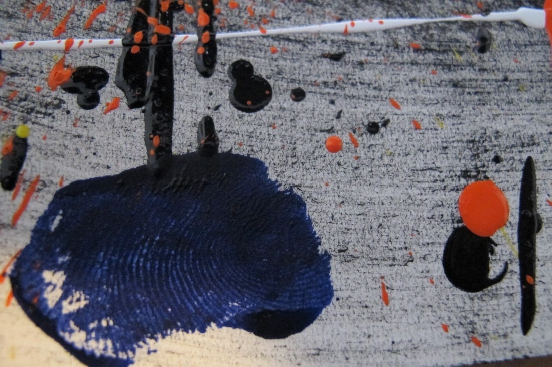 Jackson Pollock Style Drip Painting HAND Painted & Signed with fingerprint one of a kind original - 8