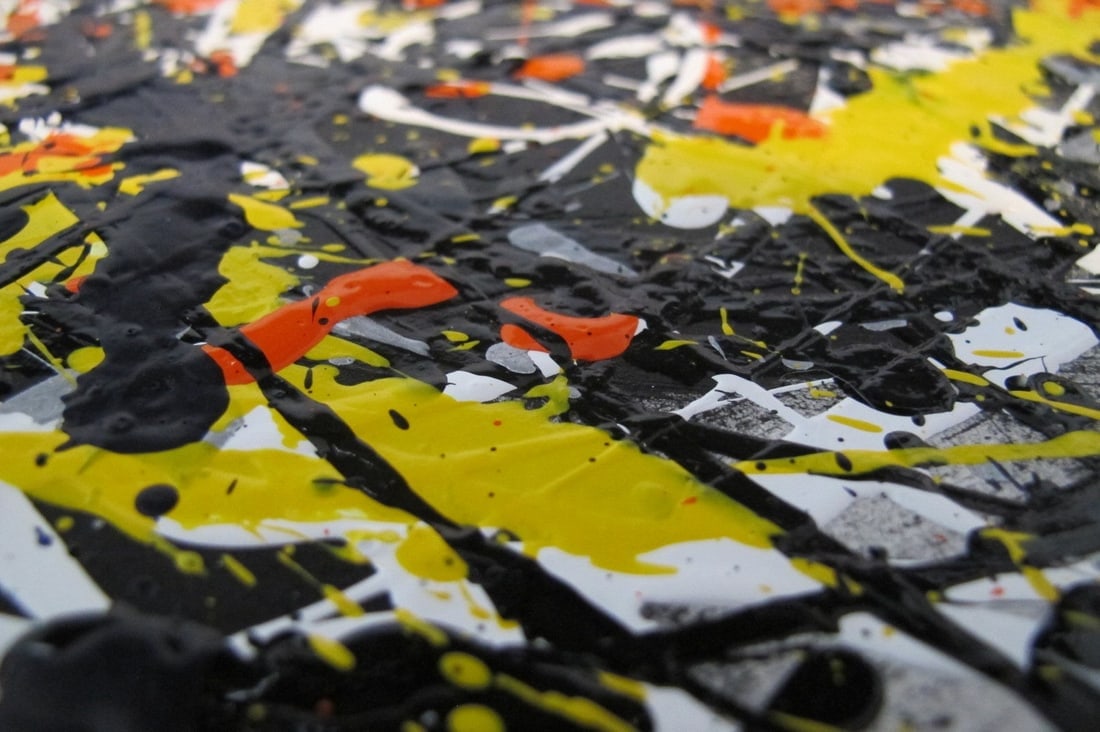 Jackson Pollock Style Drip Painting HAND Painted & Signed with fingerprint one of a kind original - 9